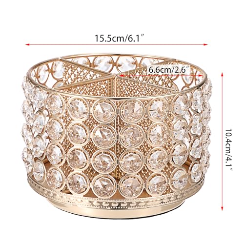 Hipiwe Crystal Vanity Organizer 360 Rotating Makeup Brush Holder Spinning Cosmetic Brushes Display Holder Gold Vanity Stor...