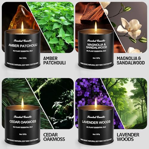 HOMAMAMOON Scented Candles for Men 4 Pack x8oz, Luxury Soy Wax Aromatherapy Candles, Strong Masculine Scents, Long Lasting...