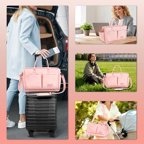 Canvas Tote Bag for Women With Pockets, Laptop Work Crossbody Purses Everything Shoulder Tote Bag Everyday Satchel Handbags