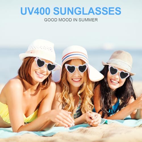 Ainiv Pearl Heart Shaped Sunglasses for Women, UV400 Protection Fashion Accessories Heart Glasses for Bridal, Beach Vacation