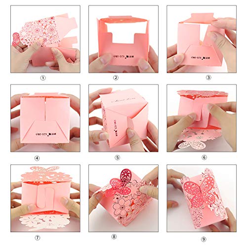 Kslong 50Pcs/Set Flower Butterfly Hollow Candy Box Cookie Gift Boxes Romantic Wedding Favors Cute Chocolate Box For Weddin...