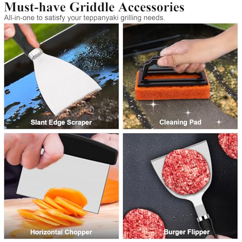Grilliance 27pcs Griddle Accessories Kit for Blackstone, Professional Hibachi Flat Top Grill Tools, Enlarged Spatula Gift ...