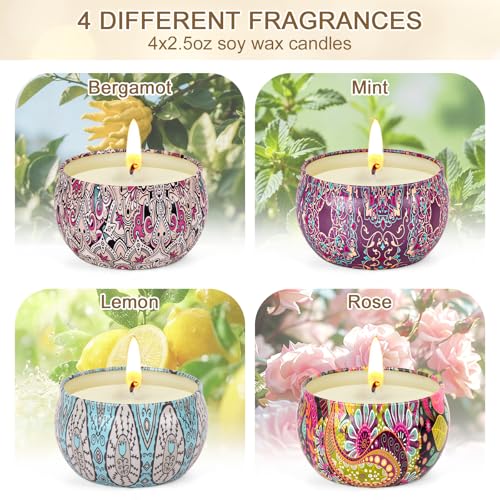 Candles for Women - 4 Packs Scented Candles Gifts for Women Set, Natural Soy Wax Candle for Home Scented, Long Burning Aro...