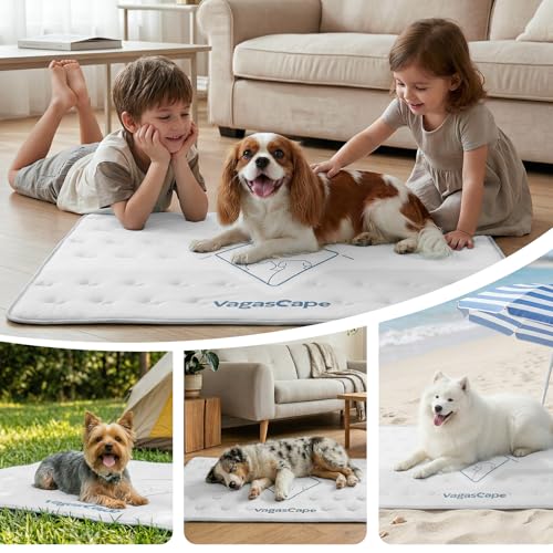 Vagascape Dog Cooling Mat 3.0 Double-Sided Usable, Thick Durable Pet Cooling Mat for Extra Large Pet, 35" x 23" Washable C...