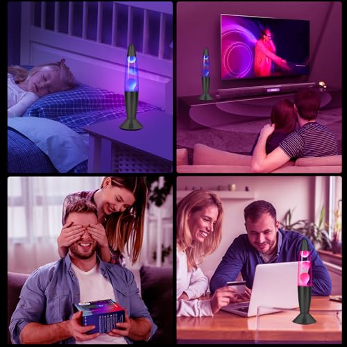 16" Black LED Liquid Motion Lamps, 17 Colors Changing Lamp with Remote, Mood Night Light for Kids Adults, Relaxing Nightst...