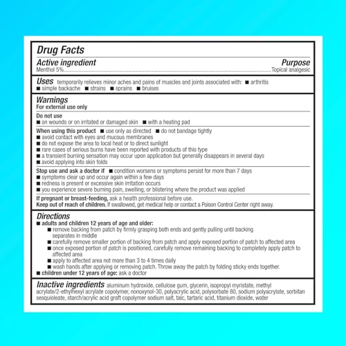 Icy Hot Original Pain Relief Patch, XL Size Comfortable Fabric Patches with Menthol 5%, Ice and Heat Contrast Therapy for ...