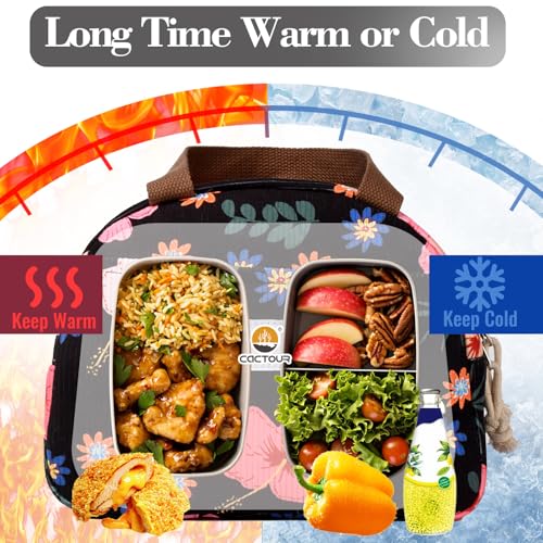 CaCTOUR Lunch Box for Women Girls Teens,Cute Lunch Box Cooler Bag, Portable Insulated Small Lunch Bag Women Reusable Cordu...