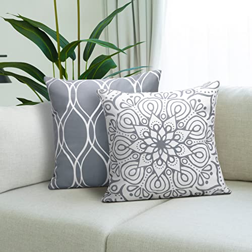 Coliuso Decorative Throw Pillow Covers 18x18 Set of 4, Grey and White Modern Simple Square Pillow Case Cushion Cover for S...