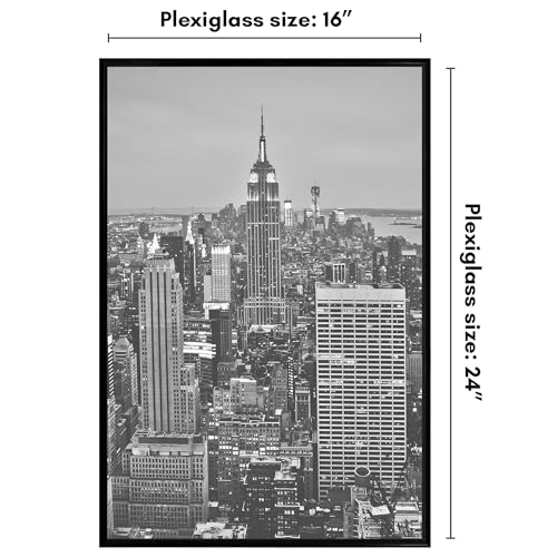 Americanflat 16x24 Poster Frame with Polished Front Cover - Slide-In Photo Frame with Buildable Molding - Fusion Collectio...