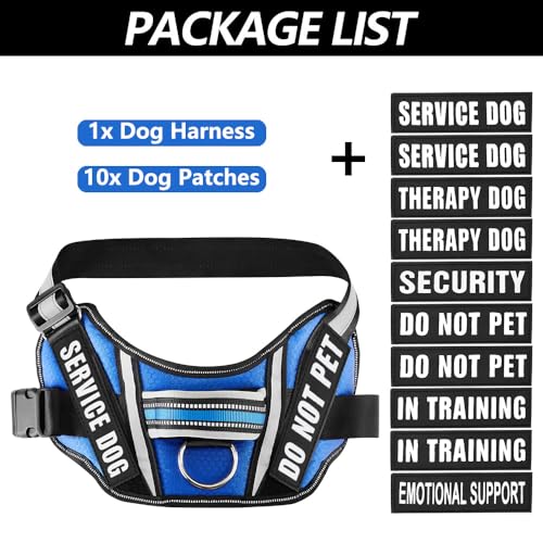 Dog Vest Harness and Patches Set, Animire in Training Service Dog Harness with 10 Dog Patches, Reflective Dog Vest with Ha...
