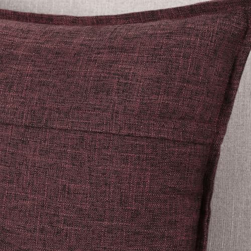MADIZZ Pack of 2 Decorative Faux Linen Throw Pillow Covers 20x20 Inch Burgundy Natural Soft Boho Farmhouse Couch Throw Pil...
