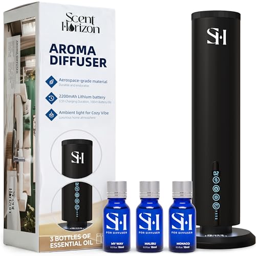 Hotel Waterless Scent Diffuser, Tower Design Upgrade 2026 | Rechargeable Battery Cold Air Oil Diffuser for Large Homes, Of...