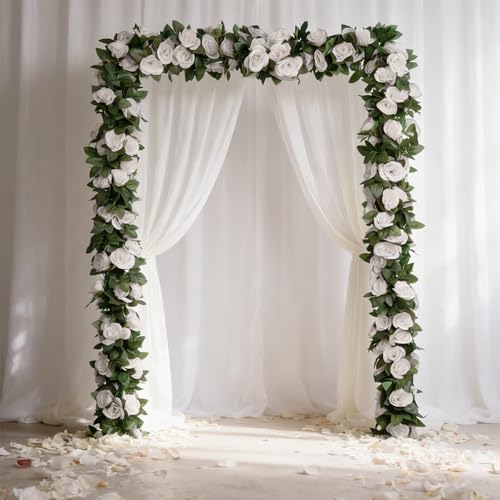 5pack Flower Garland Artificial Fake Rose Garland Vine Artificial Flowers for Decoration Floral Garlands Decor-Total 41 Ft...