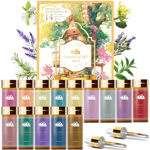 Fragrance Essential Oils Set - 14pcs, Aromatherapy Oils for Skin, Diffusers, Home Care, Humidifier Laundry, Candle Making...