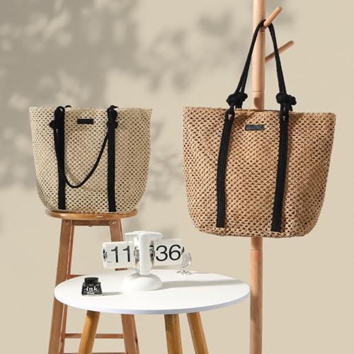 Straw Bags For Women, Crochet Beach Bag Large Woven Shoulder Purse Handbag, Beach Tote Straw Bag for Summer Vacation