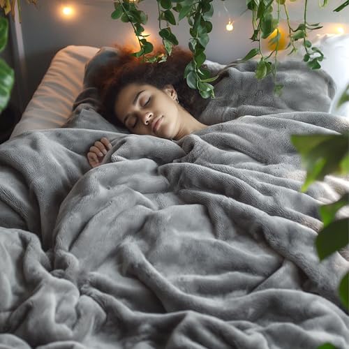 Bedsure GentleSoft Fleece Bed Blankets Queen Size Grey - Soft Warm Spring Blanket Lightweight Cozy Anti-Static Microfiber,...