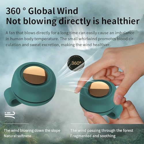 Portable Silent Mini Bladeless Electric Fan, Mini Whirlwind Fan for Waist Clip Fans USB Rechargeable, 3 Speeds Rotatable C...