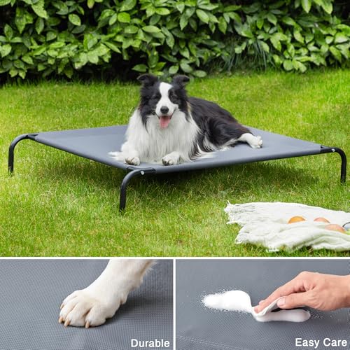 Love's cabin Elevated Cooling Dog Bed for Large Dogs, Portable Indoor & Outdoor Raised Pet Dog Cat Cot, Durable Summer Fra...