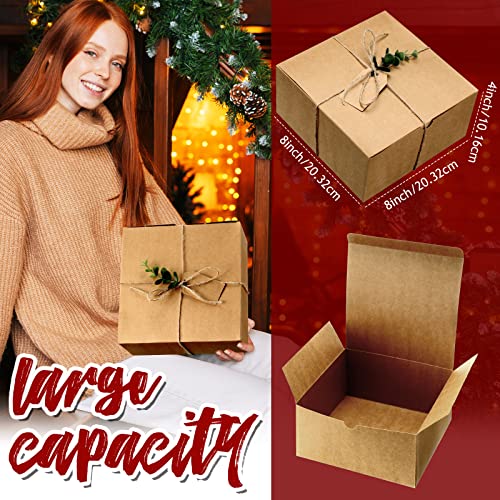 Crtiin 8 Pack Gift Boxes Set 8 x 8 x 4 Inch Kraft Paper Bridesmaid Proposal Gifts Box with Lids for Presents Wedding Brida...
