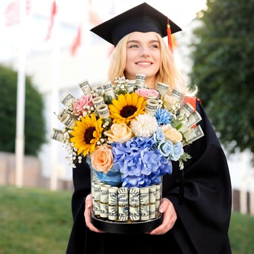 Lerheedi 4 Set Graduation Cap Flower Gift Boxes Class of 2026 Graduation Centerpiece Gift Box Candy Money Holders Box with...