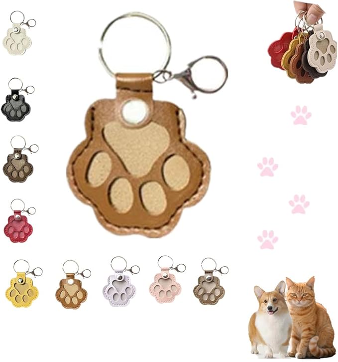 DTREELS Dog Fur Storage Key chain, Cute Leather Paw Key chain Pet Hair Keepsake Keyring, Unique Memorial Collection Keychain