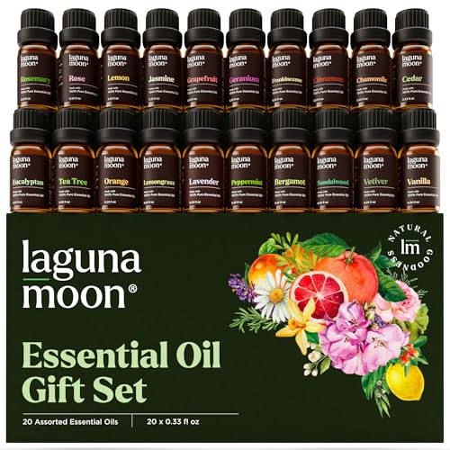 Lagunamoon Essential Oils Set, Top 20 Gift Set Oils for Diffusers, Humidifiers, Aromatherapy, Candle Making Scents, Cars &...