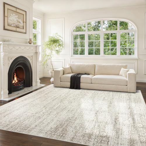 Srugn Washable Rugs 8x10 Area Rugs for Living Room,Ultra Soft Faux Wool Retro Rugs for Bedroom,Dining Room,Non Slip&Non-Sh...