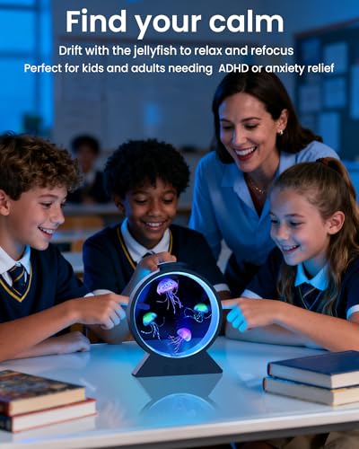 Eyesound Jellyfish Lamp,Whisper-Quiet Sensory Aquarium Light,7 Color Mood Night Light with Adjustable Water Flow & 8H Time...
