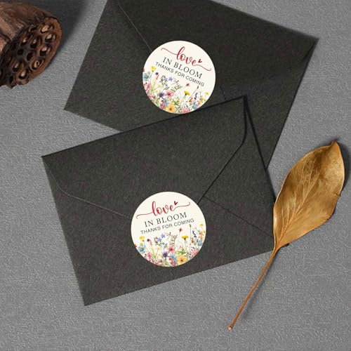 120 x Love in Bloom Wedding Stickers, Round Floral Labels, Bridal Shower Favor Stickers, Wedding Return Gift Stickers for ...