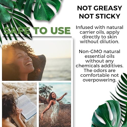 Benatu Essential Oil Blends Set (Breathe, Focus on, Happiness), Natural Aromatherapy Roll On for Massage, Body Skin Care, ...