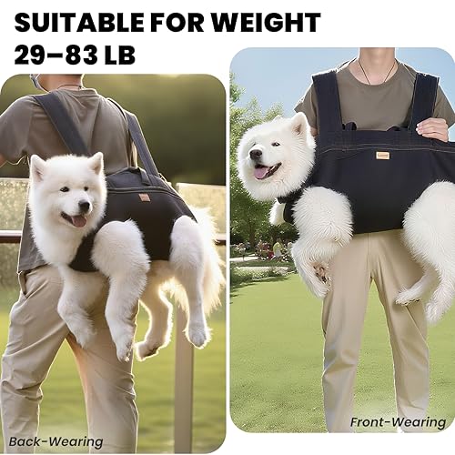 Terapaton Dog Lift Harness Backpack Carrier for Large Dogs, Full Body Sling with Handle, Dog Harness for Joint Injuries, A...