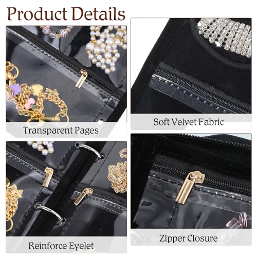 Waterproof Anti-Tarnish Travel Jewelry Organizer Case with Multiple Clear Zipper Pockets, Large Capacity Foldable Jewelry ...