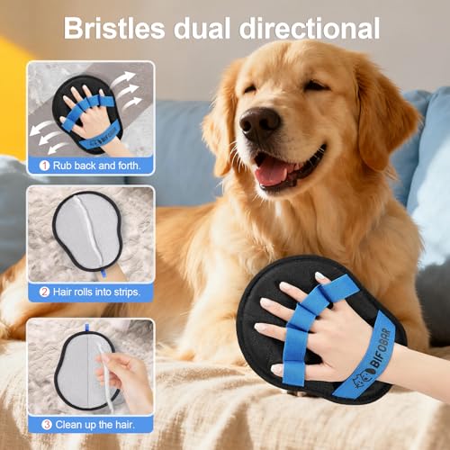 Pet Hair Removal Glove - Magic Brush Electrostatic Mitt for Dogs & Cats, Reusable Grooming Gloves - Dog Hair Remover Tool ...