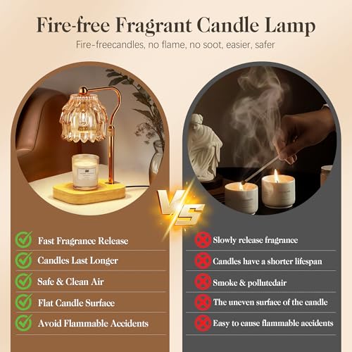 Candle Warmer Lamp with Timer Dimmer, Modern Wax Warmer for Scented Wax Jar Candle Warmer with 2 Bulbs, Adjustable Height ...
