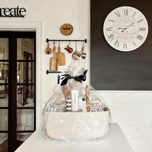 CHICVITA White Woven Basket Baby Gift Basket for Toys, Towels, Books, Rope Storage Basket for Living Room, Bathroom, Decor...