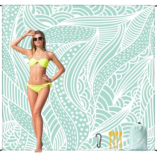 HIHOHO Beach Blanket Waterproof Sandproof Beach Mat for 1-8 Adults Quick Drying Durable Outdoor Picnic Mat for Beach Festi...