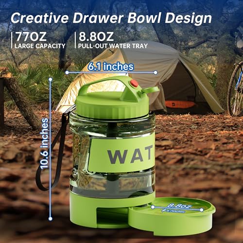 77oz Dog Water Dispenser, 2.2L Large Portable Dog Water Bottle with Pull-Out Drinking Bowl, BPA Free Leak-Proof Pet Travel...