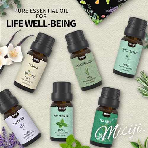 MISIJI Essential Oils Set Top 6 Aromatherapy-Essential Oils for Diffuser for Home,Air Freshening Diffuser Oils Scents for ...