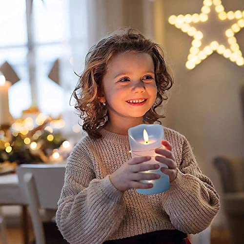 danip Sky Blue LED Flameless Candle with Embedded Starlight String, 3 LED Candles, 11 Key Remote Control, 24 Hour Timer Fu...