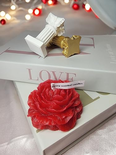 Peony Flower Shaped Candle with Scent, Soy Wax Blend Aromatherapy Candle, Gift Candle, Gifts for Women, Candles for spa, S...