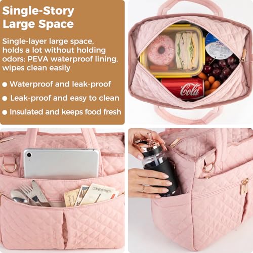 Lemoobolsa Extra-large lunch bag, Lunch box insulated for women tote bag, Soft Cooler Bag for Work Outdoor Picnic Trips