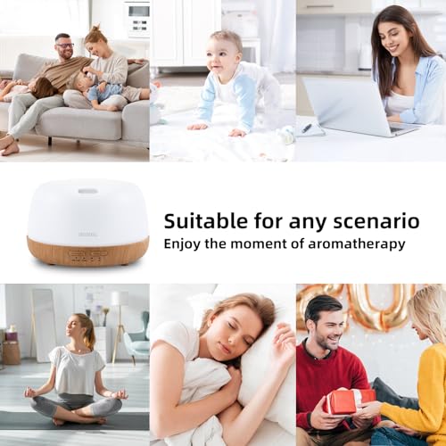 SEEDSEEL 300ML Essential Oil Diffuser with 7-Color LED Lights and Remote Control, Modern Minimalist Design, High-Efficienc...