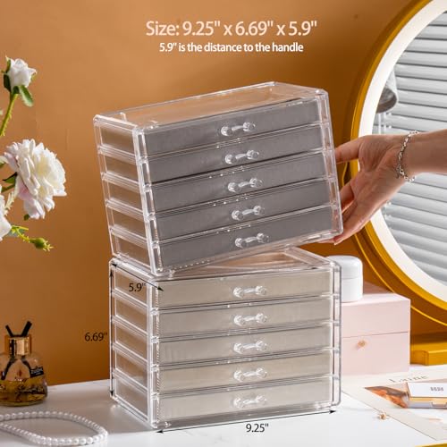 YUFONG Necklace Holder Organizer, Dustproof Necklace Box Velvet Necklace Organizer Box with Lid Clear Acrylic Dustproof St...