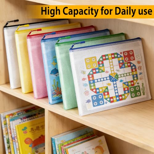 24pcs Mesh Zipper Pouch Bags A4 Zipper Bags for Classroom Organization, Waterproof Document Zipper Pouches for Cosmetics, ...