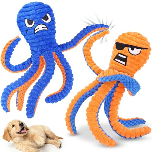 Zeaxuie Dog Toys for Aggressive Chewers, 2 Pack No Stuffing Dog Toys for Teething, Squeaky Chew Toy to Keep Them Busy for ...