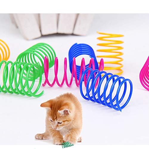 ISMARTEN Cat Spring Toy (60 Pack), Cat Kittens Toys Plastic Coil Spiral Springs for Swatting, Biting, Hunting, and Active ...