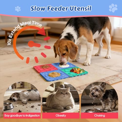Lick Mat for Dogs & Cats Enrichment Toy Slow Feeder Puzzle for Anxiety Relief and Boredom Reducer