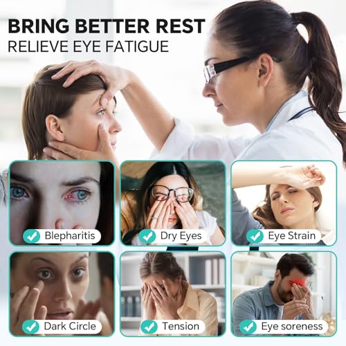 Visader Heated Eye Mask for Dry Eyes, Stye & Migraines Relief - USB Electric Warm Compress with 20 Temp/Time Settings, Was...
