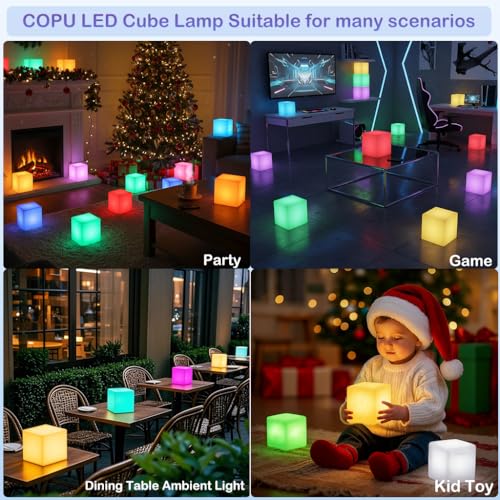 COPU 6 inch Rechargeable LED Cube Light, 16 Colors Changing Tesseract Light Cubes w/Remote, Dimmable Cosmic LED Cube Mood ...