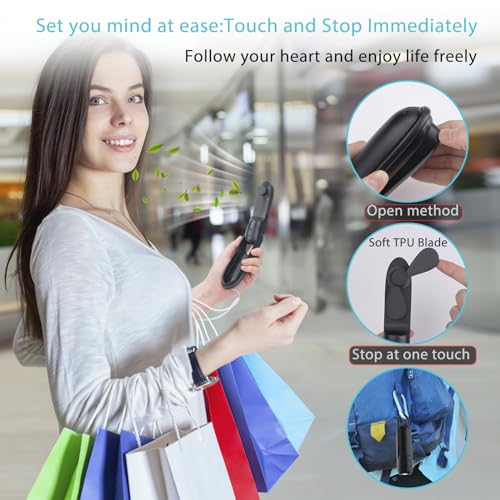 Digibond Handheld Mini Fan Rechargeable Battery Powered 3000mAh 6in1 Bullet Shape Portable Personal Fan 3 Speed with Flash...